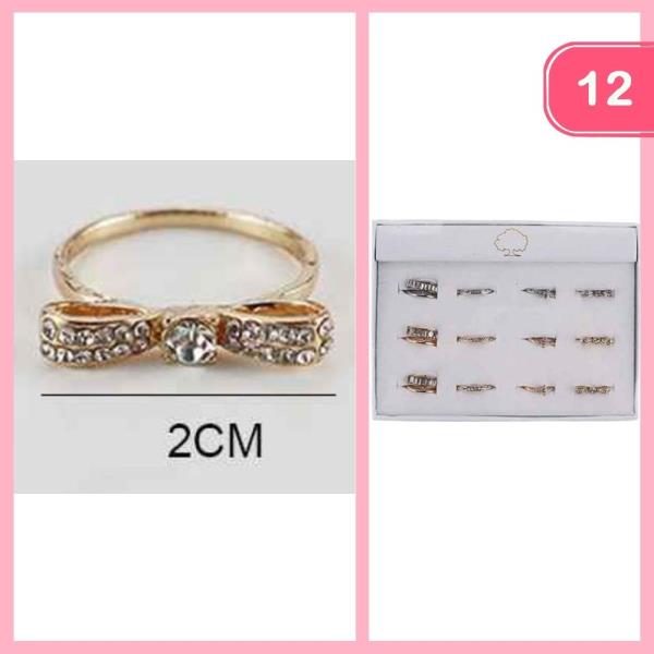 RHINESTONE BOW RING (12 UNITS)