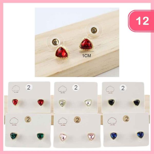 RHINESTONE POST EARRING (12 UNITS)