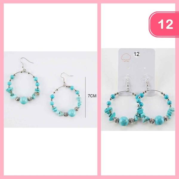 BEADED HOOP DANGLE EARRING (12 UNITS)