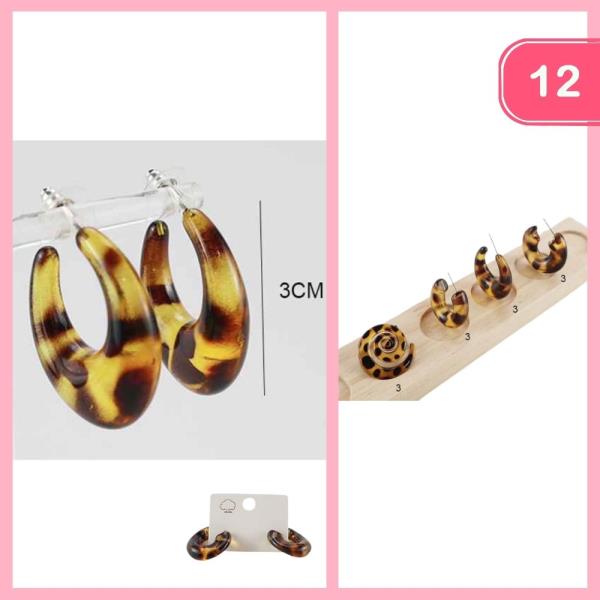 LEOPARD PRINT HOOP EARRING (12 UNITS)