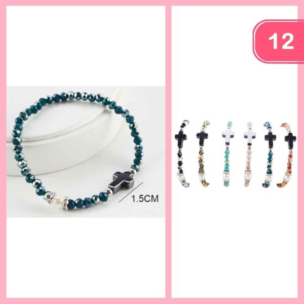 BEADED CROSS BRACELET (12 UNITS)