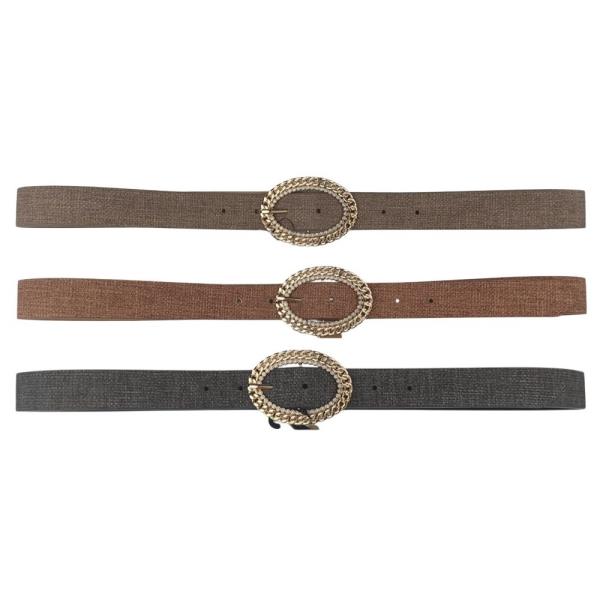 METAL OVAL BUCKLE BELT 3 PC SET