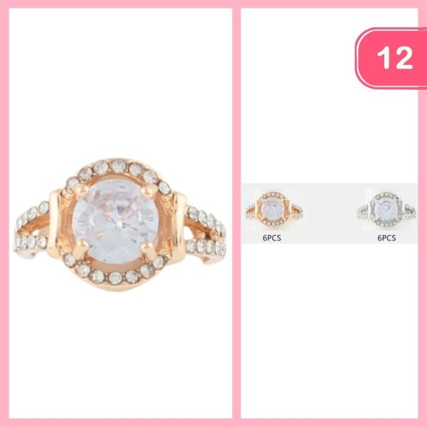 CUBIC ZIRCONIA RHINESTONE RING (12 UNITS)
