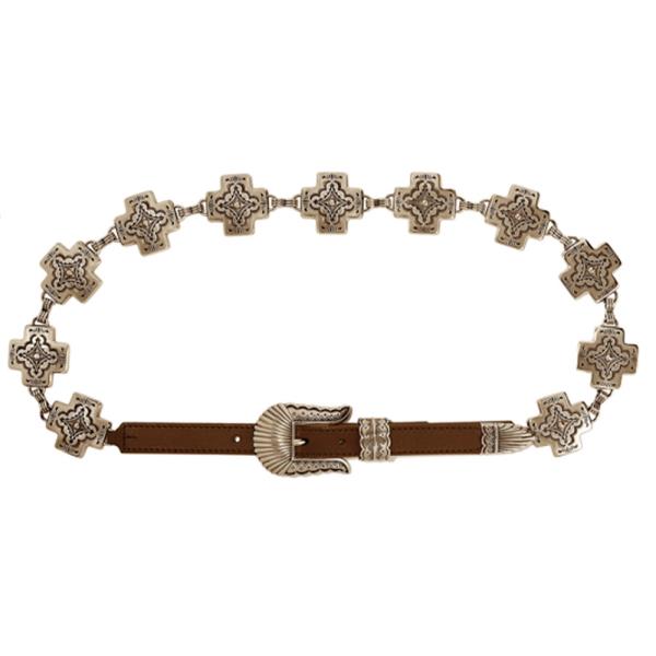 ETCHED CROSS CONCHO LINK CHAIN BELT