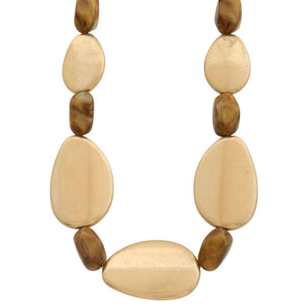 FLAT METAL BEAD ACETATE BEADED NECKLACE