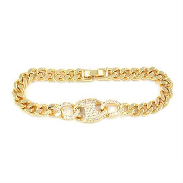RHINESTONE OVAL METAL BRACELET