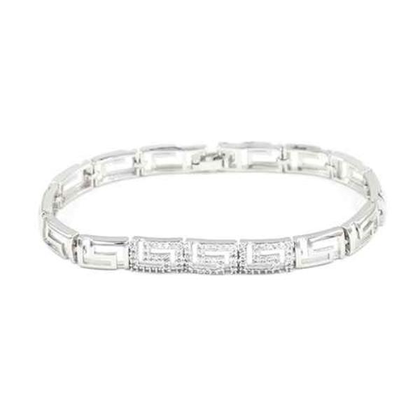 GREEK PATTERN RHINESTONE METAL BRACELET