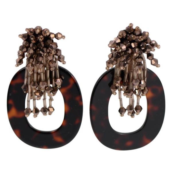 TORTOISE OVAL BEADED EARRING