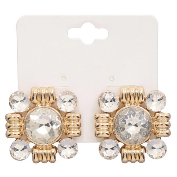METAL RHINESTONE EARRING