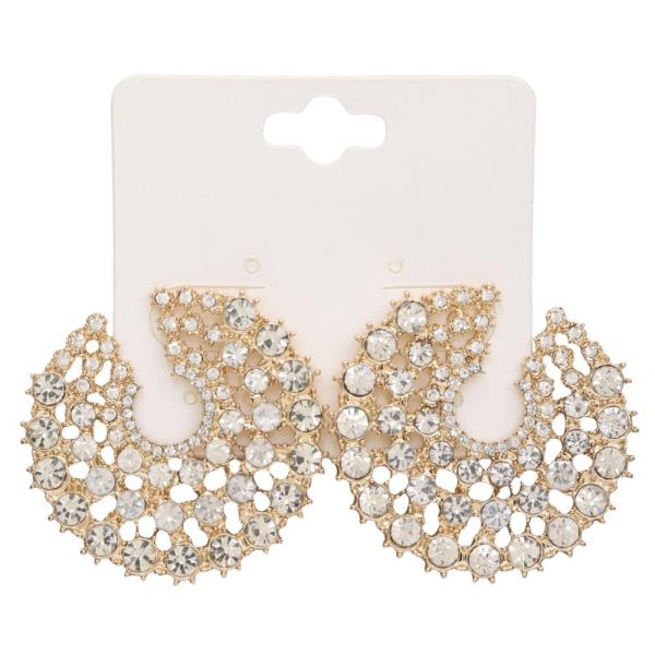 ROUND METAL RHINESTONE EARRING