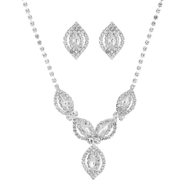 MARQUISE CLUSTER 2 PC SET NECKLACE