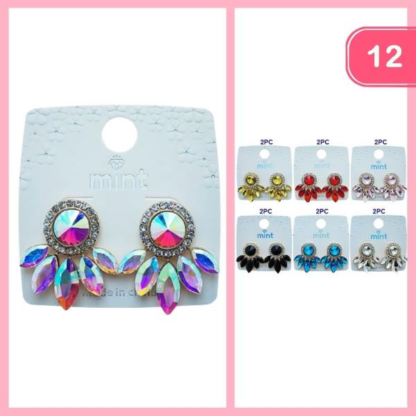 RHINESTONE POST EARRINGS (12 UNITS)