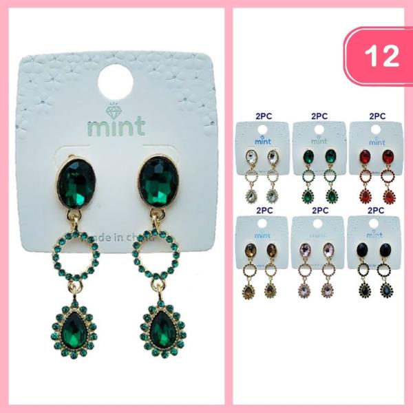RHINESTONE DANGLE EARRING (12 UNITS)