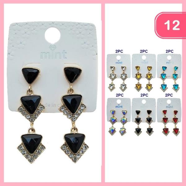 RHINESTONE DANGLE EARRING (12 UNITS)