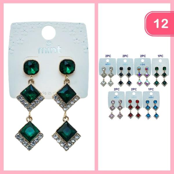 DANGLE RHINESTONE EARRING (12 UNITS)