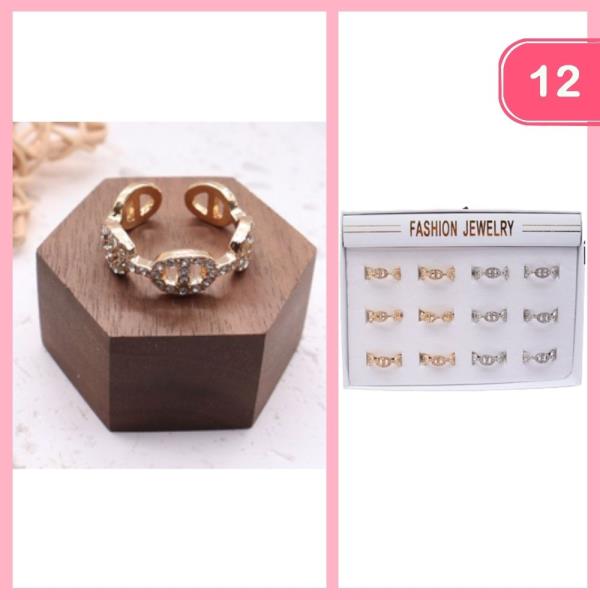 RHINESTONE OPEN RING (12 UNITS)