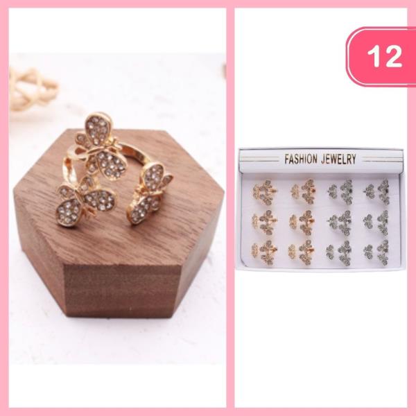 RHINESTONE BUTTERFLY OPEN RING (12 UNITS)