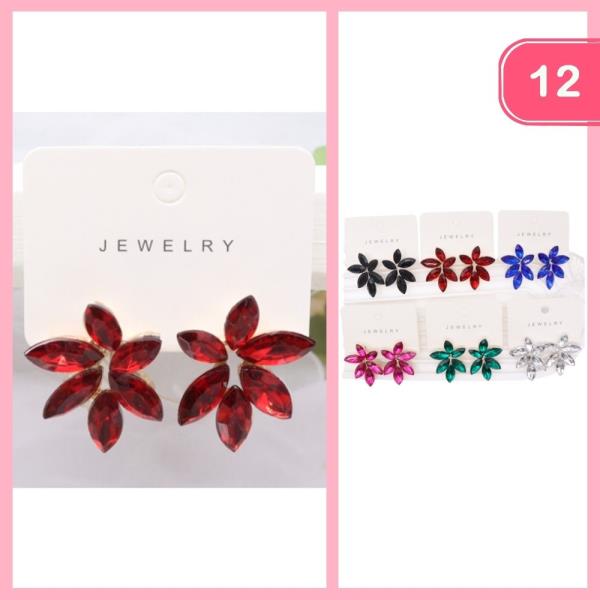 RHIENSTONE FLOWER EARRING (12 UNITS)