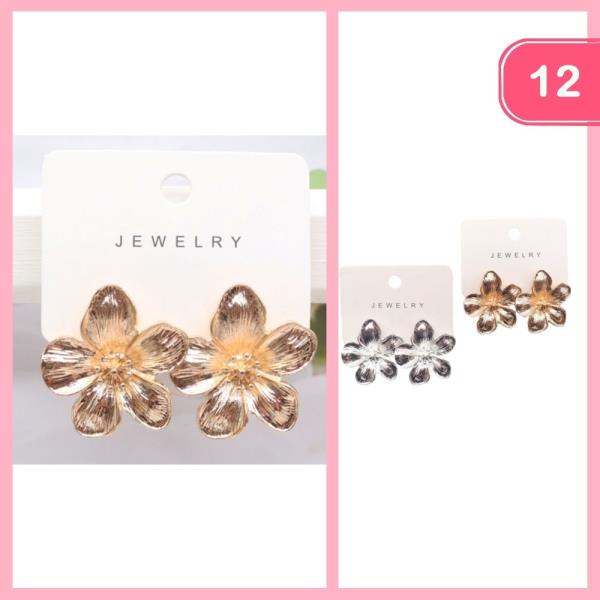 METAL FLOWER POST EARRING (12 UNITS)