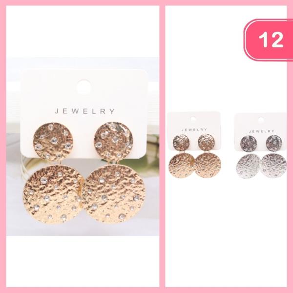 TEXTURED ROUND DANGLE EARRING (12 UNITS)