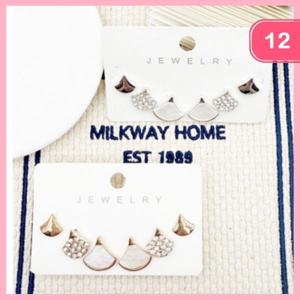 MIXED RHINESTONE STONE POST EARRING (12 UNITS)