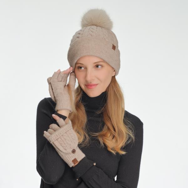 CC CABLE PATTERN CONVERTIBLE FLIPS MITTEN