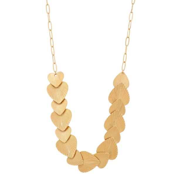 LINED HEART METAL NECKLACE