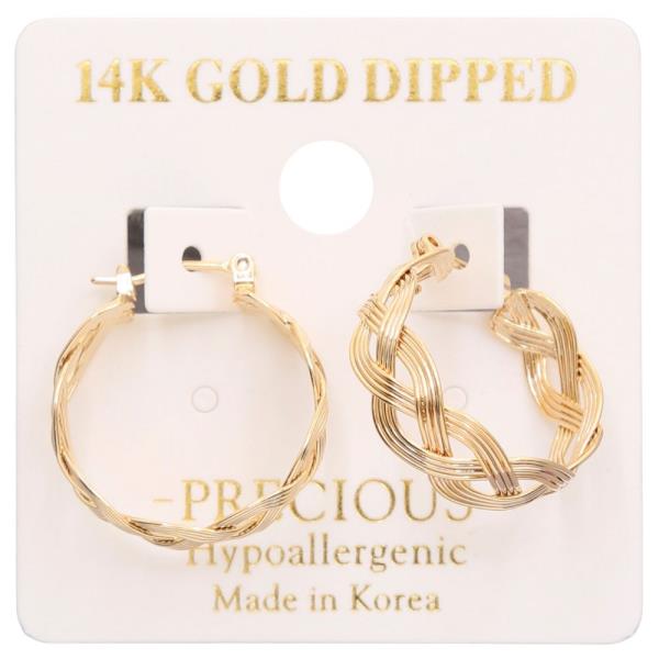 14K GOLD DIPPED CRISS CROSS HOOP EARRING