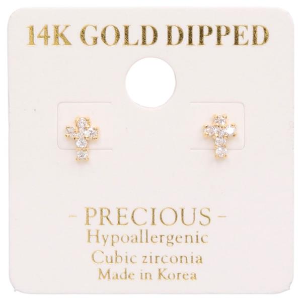 14K GOLD DIPPED CROSS STUD GOLD DIPPED EARRING