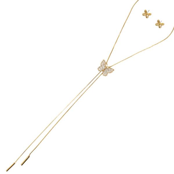 BUTTERFLY PENDANT STONE NECKLACE