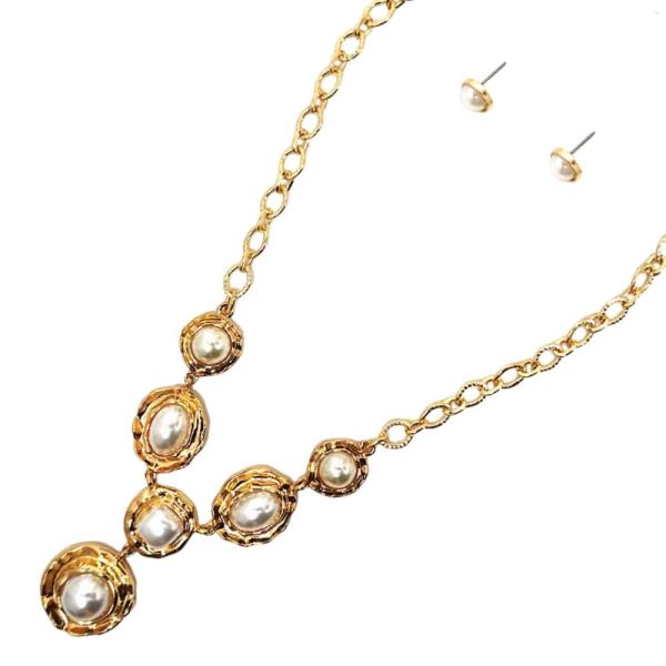 PEARL BEAD METAL NECKLACE