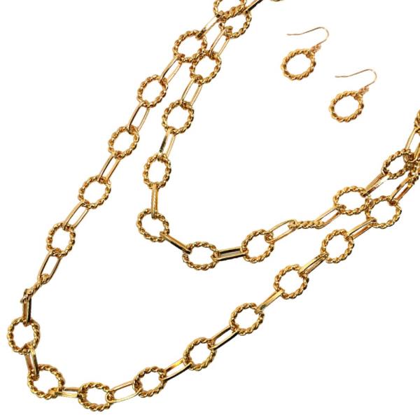 CIRCLE LINK CHAIN LAYERED METAL NECKLACE