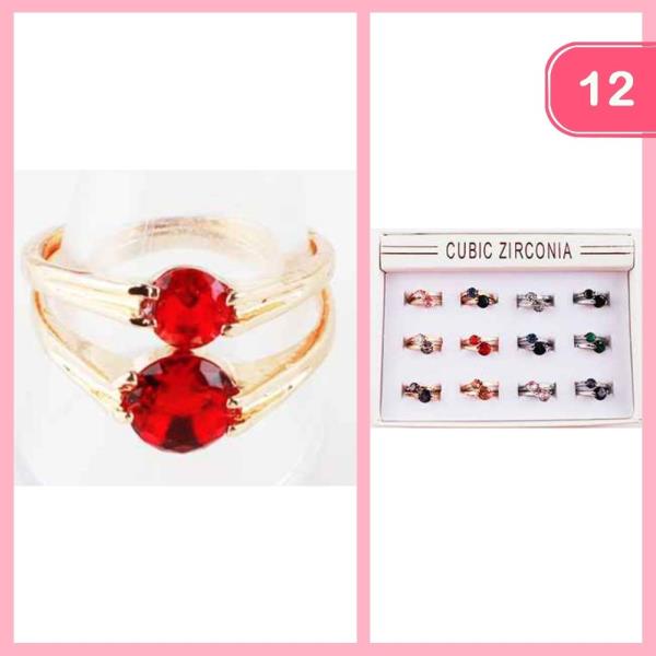 CUBIC ZIRCONIA STACKABLE RING (12 UNTIS)