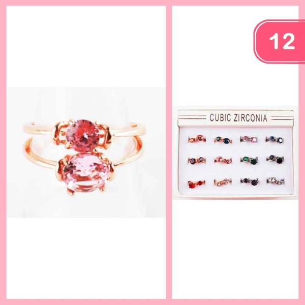 CUBIC ZIRCONIA STACKABLE RING (12 UNTIS)