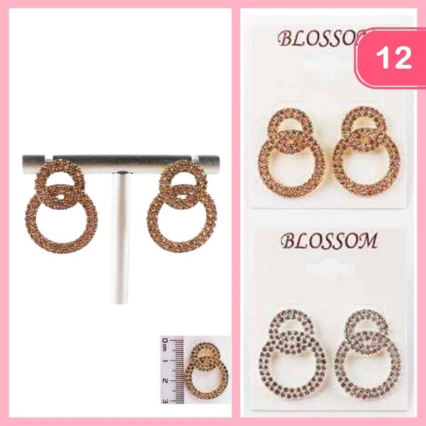 RHINESTONE CIRCLE POST EARRING (12 UNITS)
