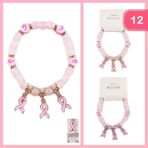 BEADED CHRAM BREAST CANCER AWARENESS BRACELET