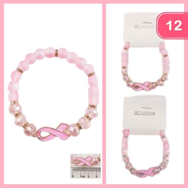 BEADED BREAST CANCER AWARENESS BRACELET