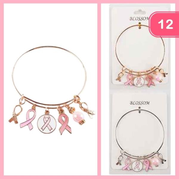 BREAST CANCER CHARM BRACELET (12 UNITS)