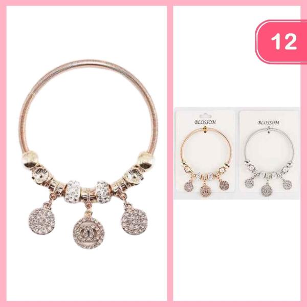 RHINESTONE CHARM BRACELET (12 UNITS)