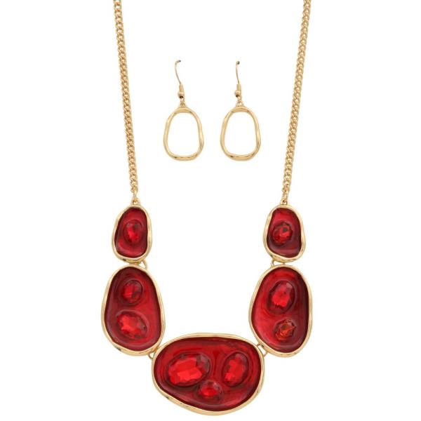 COLOR STONE METAL NECKLACE