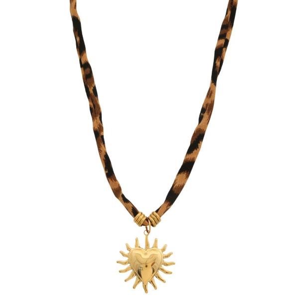 HEART PENDANT ANIMAL PRINT NECKLACE