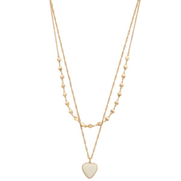 HEART CHARM METAL LAYERED NECKLACE