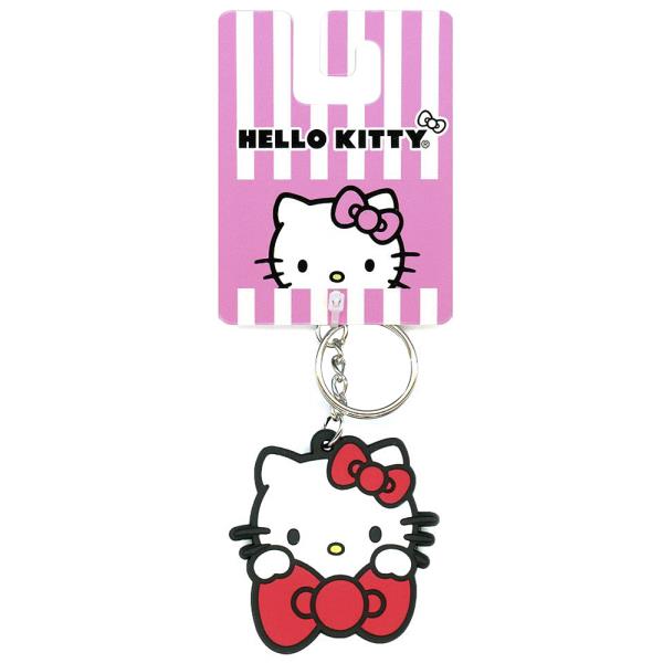 HELLO KITTY RED RUBBER BAG CLIP KEYCHAIN
