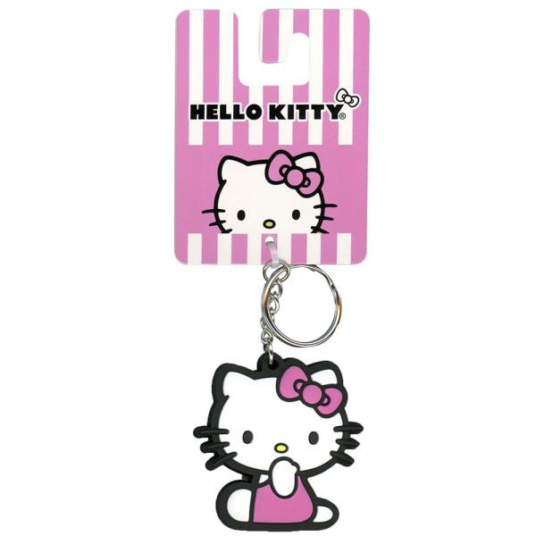 HELLO KITTY PINK RUBBER BAG CLIP KEYCHAIN