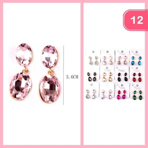 RHINESTONE DANGLE EARRING (!2 UNITS)