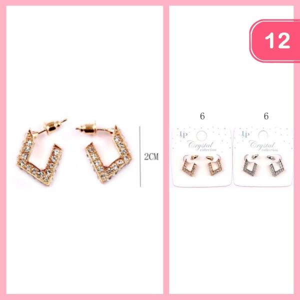 RHINESTONE HUGGIE EARRINGS (12 UNITS)