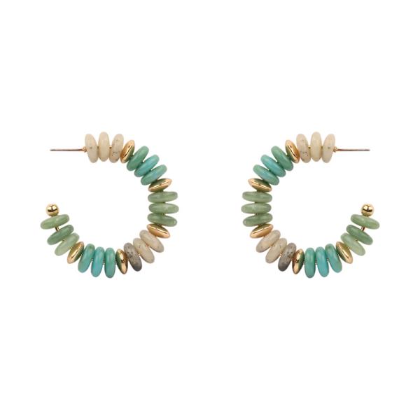 LEATHER BEAD HOOP EARRING