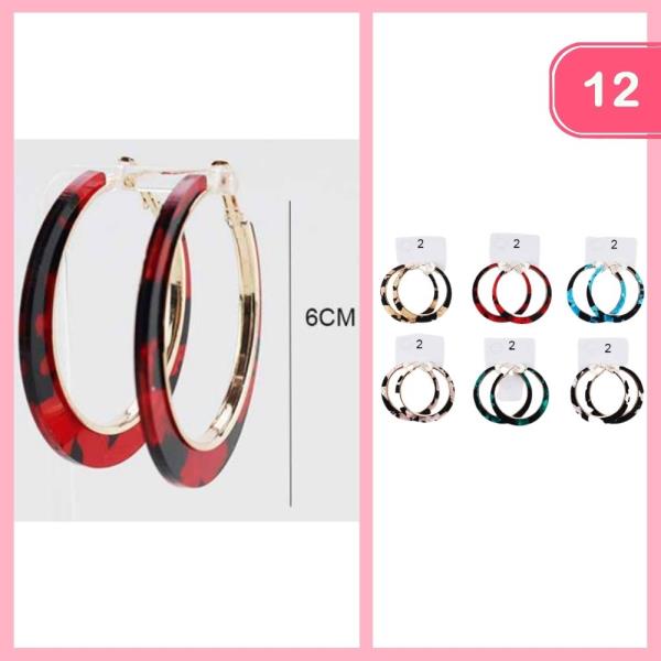 ACRYLIC HOOP EARRINGS (12 UNITS)