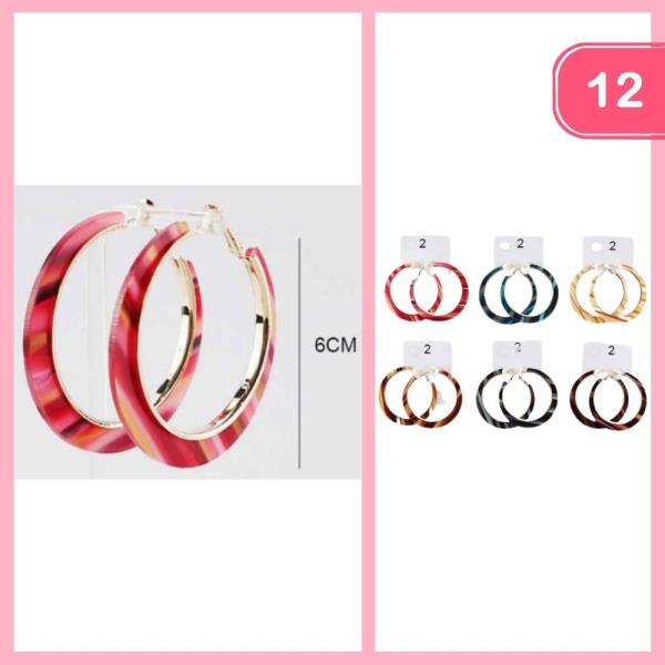 ACRYLIC HOOP EARRINGS (12 UNITS)