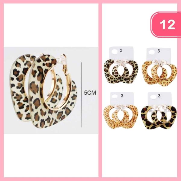 LEOPARD PRINT HOOP EARRING (12 UNITS)